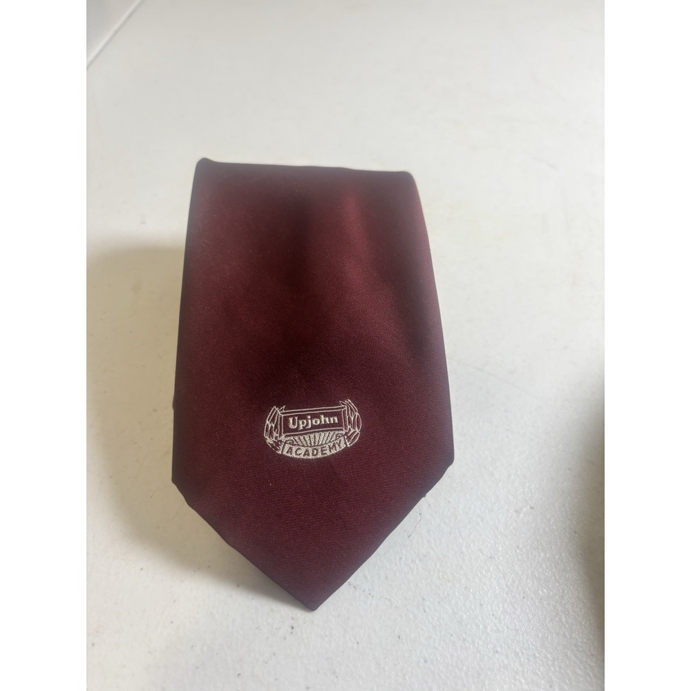 Upjohn Academy Men's‎ Silk Blend Tie Vintage Pharmaceutical Drug Company Maroon